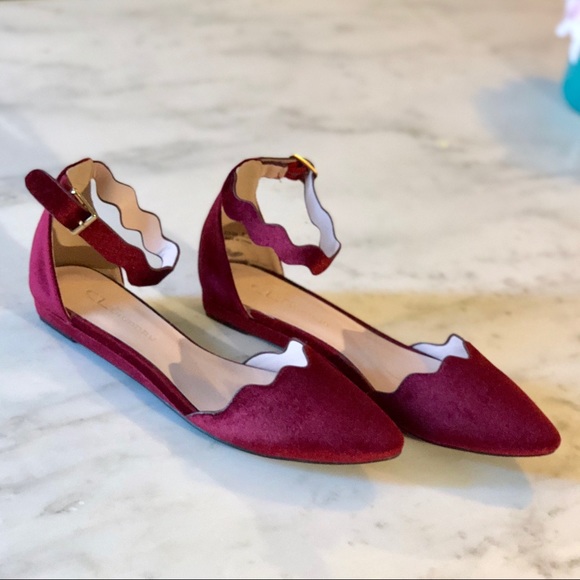 Chinese Laundry Shoes - Chinese Laundry Burgundy Velvet Studio Pointy Flat